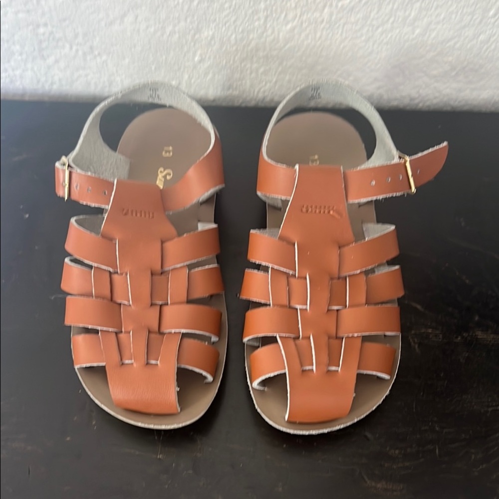 Sun-San Salt Water Sandals Hoy Brown Leather Kids Sandals 13 like new unisex